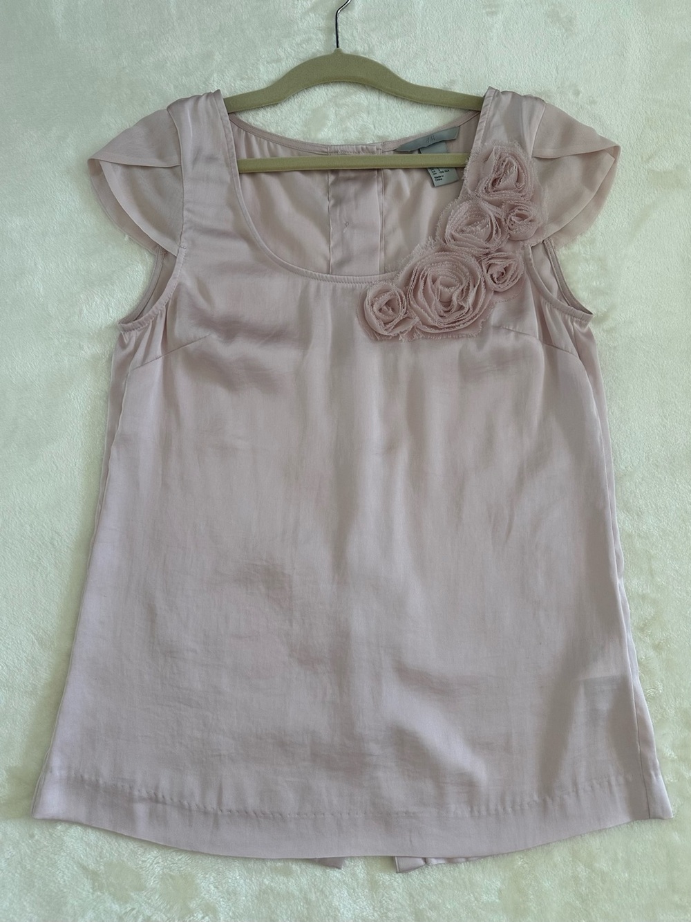 H&M Pink Rosette Cap Sleeve Blouse Top Size 2